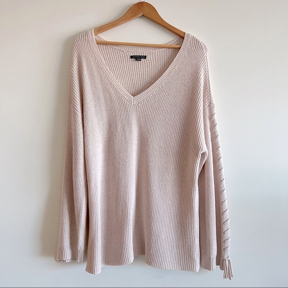 American Eagle NWOT cotton blend knit tunic length sweater  statement sleeves XL - Picture 1 of 7